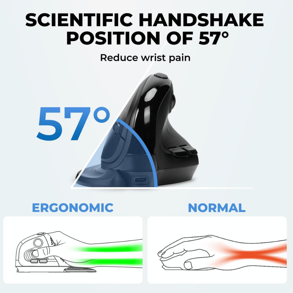 DeLUX Seeker Wireless Ergonomic Vertical Mouse