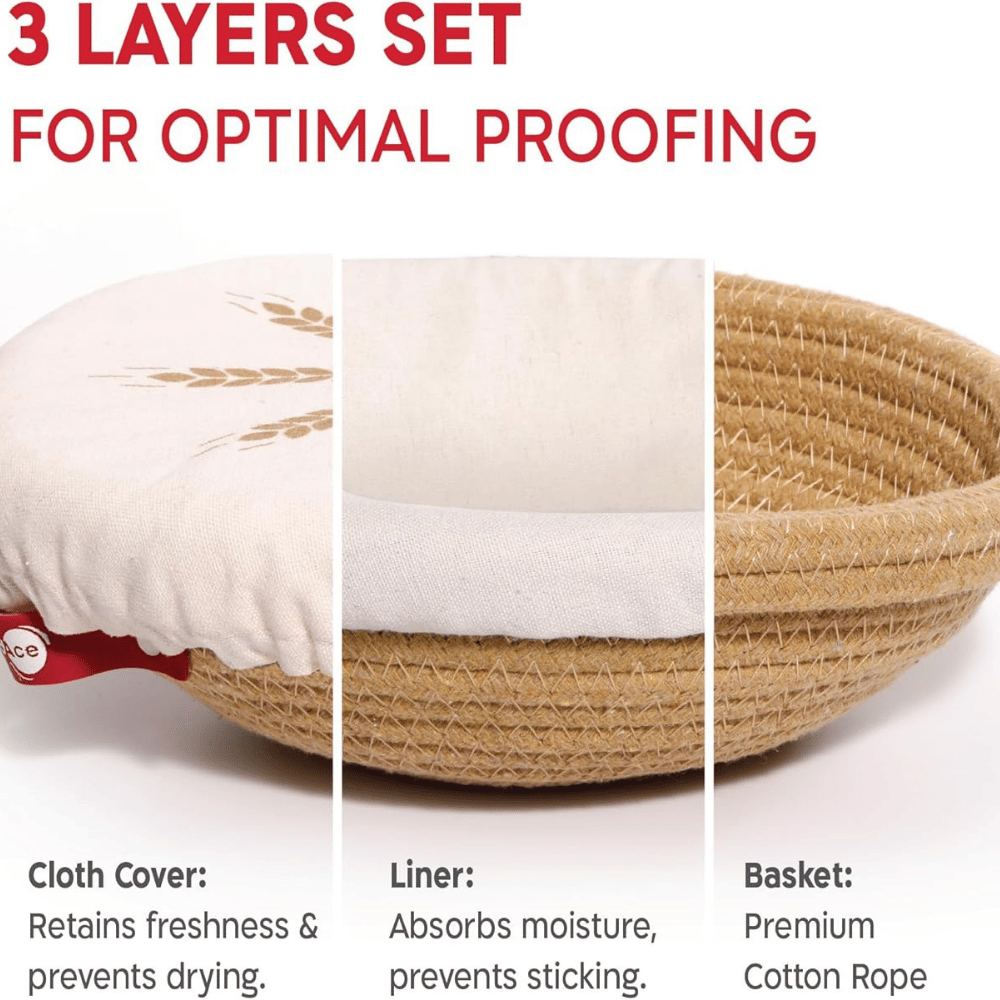 KneadAce Cotton Rope Banneton Bread Proofing Basket