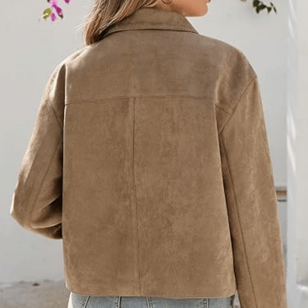 Tankaneo Womens Faux Suede Leather Jacket