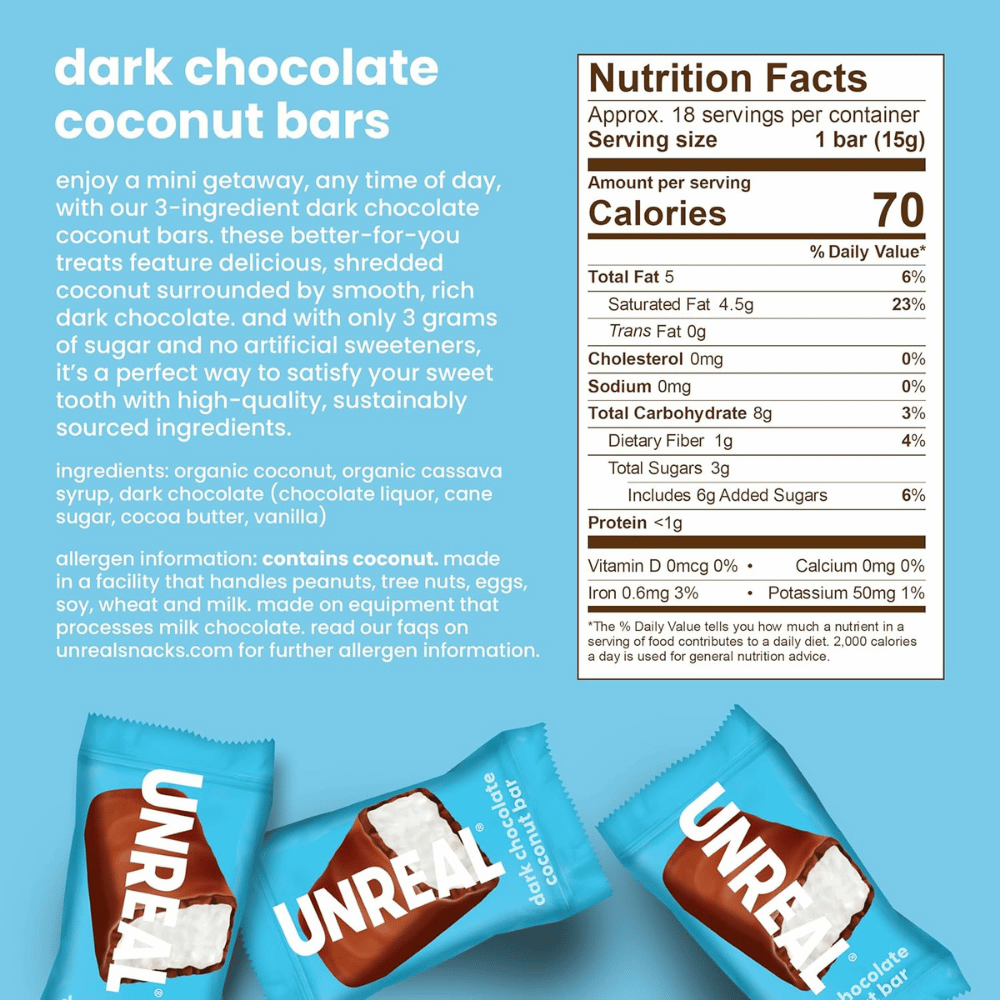 UNREAL Dark Chocolate Coconut Bars